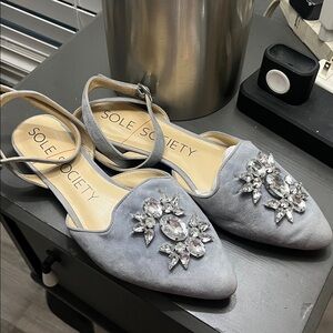 Sole Society Gray Embellished Flats